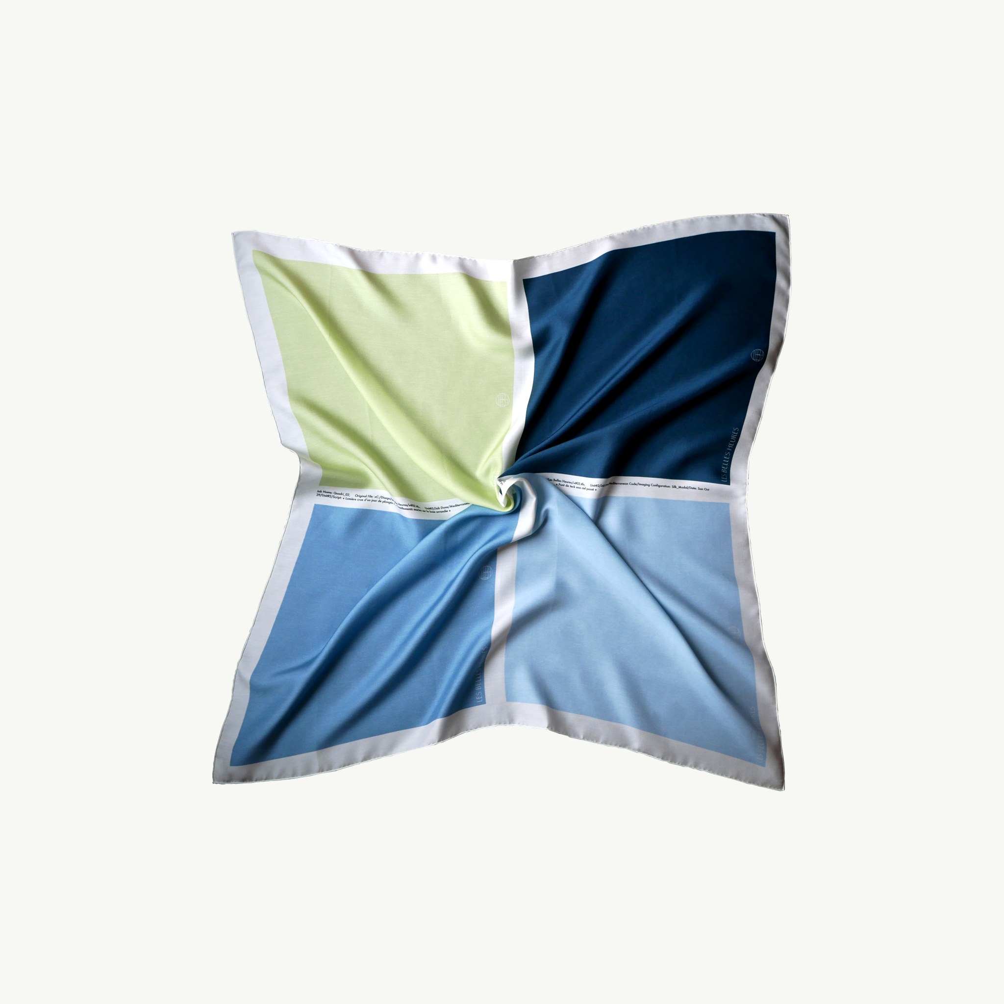 Les Belles Heures Arcipelago 12h13 100% hand rolled cashmere, modal and silk scarf